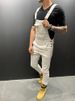 Loom New European And American Style Denim Overalls Solid Color Slim Fit Long Pants Cross-Border Exclusive For Europe_viptrois.com