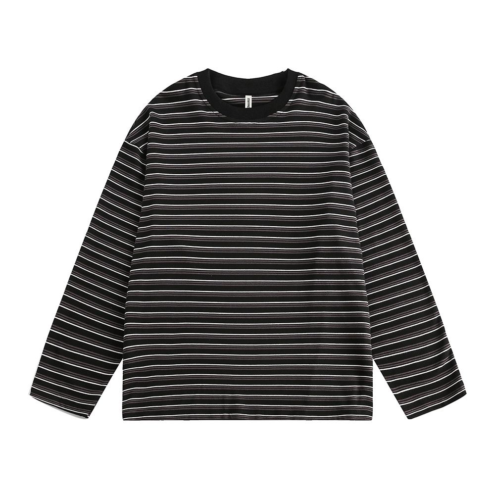 2026 Eco-friendly Fabric Striped Crew Neck Long-sleeved T-shirt For Men And Women, Loose Casual Crew Neck Shirt Base Shirt, Underwear With Top Ins Str_viptrois.com