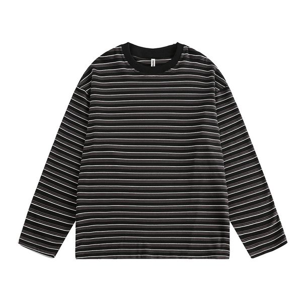 2026 Eco-friendly Fabric Striped Crew Neck Long-sleeved T-shirt For Men And Women, Loose Casual Crew Neck Shirt Base Shirt, Underwear With Top Ins Str_viptrois.com