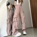 Men's Clothing American Retro Cargo Casual Pants For Women, High Waist, Straight Leg, Wide Leg, Stylish, Loose Fitting, Floor Length Pants_viptrois.com