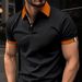 2024 Spring Button Shirt Solid Color Short Sleeved Polo Collar T-shirt Casual Fit Top Men's Wear_viptrois.com