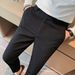 Men's Clothing Temperament Youth Popular New Style Casual Trousers Solid Color_viptrois.com