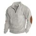 24 Autumn And Winter New Solid Color Men's Half Zipper Corduroy Casual Stand Collar Long Sleeve Sweatshirt Men_viptrois.com