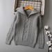 Half Zipper Twisted Knitted Girls Sweater For Middle And Large Children Autumn And Winter Children's Sweater New Children's Clothing_viptrois.com