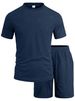 Men's Terry Cloth Shorts Set Jacquard Short Sleeved Summer Breathable Casual Sports Two Piece Set_viptrois.com