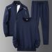 "Men's 3-Piece Casual Sportswear Set - Long Sleeve Tee, Sweatshirt & Joggers (Black, Blue, Gray) - Relaxed Fit For Streetwear & Lounge"_viptrois.com