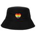 Women's Bucket Hats New Rainbow Heart Embroidered Fisherman Hat New Love Sunshade Sun Protection Bucket Hat Ladies Leisure_viptrois.com