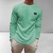 Men's Clothing New Autumn And Winter Men's Letter Patch Chest Details Casual Loose Round Neck Pullover Long Sleeve White Sweatshirt_viptrois.com