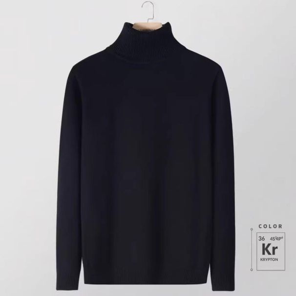 Men's High-Neck Knit Sweater – Slim Fit Cotton Blend Pullover For Autumn & Winter Layering_viptrois.com