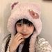 Homemade Autumn And Winter Atmosphere Sticker, Cute Plush Teddy Bear, Internet Famous Bow, Warm Ear Protection Hat,_viptrois.com