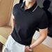 Summer Mercerized Pearl Cotton Lapel Collar Short-sleeved Polo Shirt Men's Business Light Luxury Solid Color Casual Top V-neck T-shirt Tide_viptrois.com