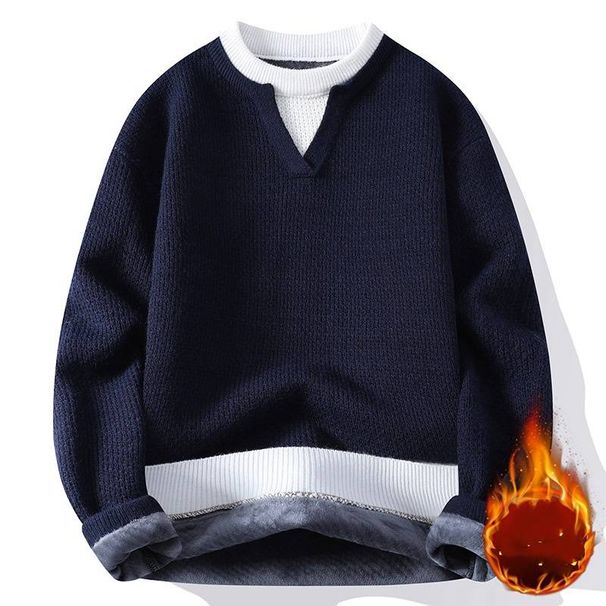 "Seamless Fleece-Lined Thermal Sweater – Ultra-Warm Winter Pullover With Plush Inner Layer, Soft Crewneck Base Layer For Men"_viptrois.com
