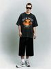 Summer New Washed Short-sleeved T-shirt, Men's Retro Palm Coast Miami Beach Sunset Print Youth Loose Casual Street Tee_viptrois.com