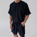 Men's Clothing Comfortable Solid Color Round Neck T Shirt Casual Sports Shorts Suit Loose_viptrois.com