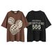 Men's Clothing summer street fashion brand dice theme washed old oversize short sleeved T shirt_viptrois.com