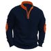 Cross-border New Color Matching Autumn And Winter Loose Casual Velvet Heavy Stand-up Collar Pullover Half Zipper Long-sleeved Sweater_viptrois.com