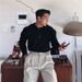 Pure Henry Collar Knitted Long Sleeve Men's Spring And Autumn Korean Style Ribbed Textured T-Shirt Casual Commuter Sweater_viptrois.com
