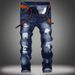 European And American Jeans Men's Ripped Men's Straight Jeans Old Men's Clothing_viptrois.com