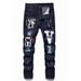 Autumn New Trendy Men's Jeans Printed Slim Fit Elastic Small Leg Mid Waist Pants_viptrois.com
