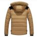 Men's Winter Hooded Padded Jacket - Slim Fit Nylon Shell With Polyester Lining Lightweight & Warm Casual Outerwear (Khaki/Red/Black/Navy)_viptrois.com
