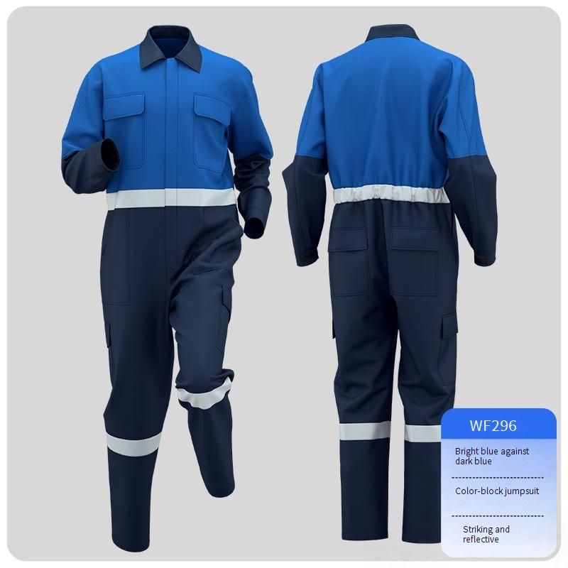 Reflective Work Coverall For Men – Breathable Polyester Mechanic Jumpsuit (S-3XL) – High-Visibility Shipyard & Construction Wear_viptrois.com