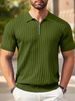 Men's Horizontal-striped Henry Collar Half-zip Polo Shirt, TK, Breathable And Elastic, Casual Short-sleeved Shirt_viptrois.com