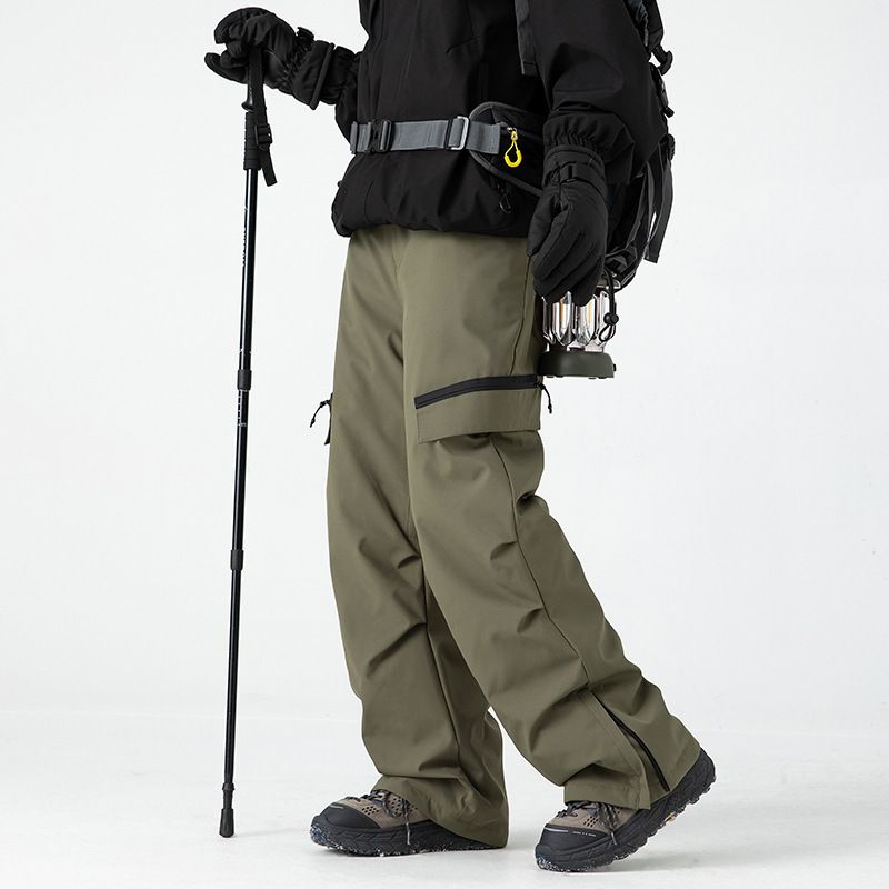 Men's & Women's Insulated Ski Pants – Trendy Windproof Down Trousers For Winter Sports & Urban Adventures (Glacier White/Forest Green/Obsidian Black_viptrois.com