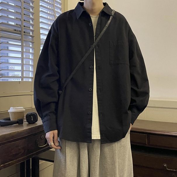 Nordmann Japanese City Boy Long Sleeve Shirt Men Spring American Retro Workwear Jacket Hong Kong Style Trendy Casual Top_viptrois.com