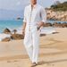 Men's Clothing Spring And Autumn Men's Shirts Casual Loose Long Sleeved Trousers Beach Suit_viptrois.com