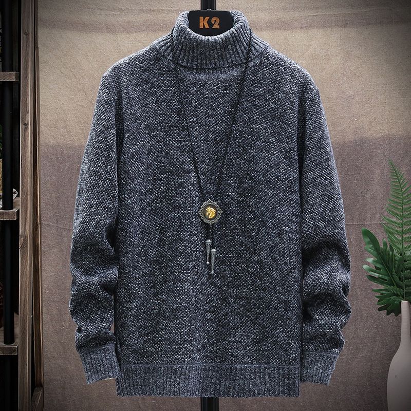 Men's Fleece Mock Neck Pullover Sweater - Soft Thermal Knit Base Layer, Solid Color Slim Fit Casual Top For Winter_viptrois.com