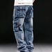 Men's Clothing pocket workwear jeans for men wide leg loose plus size fat guy cross lens_viptrois.com