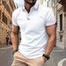 New Arrival Men Elegant Short Sleeve Polo Top Classic Tricolor Stripe Details On Collar Cuffs Summer Daily Casual Shirts_viptrois.com