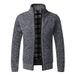 Men's Fleece-Lined Knit Cardigan With Stand Collar - Slim Fit Winter Sweater For Casual & Business Wear (Available In 7 Colors & 6 Sizes)_viptrois.com