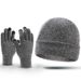 winter wool hat warm earmuffs winter hat gloves set men's knitted hat plus velvet thickened women_viptrois.com