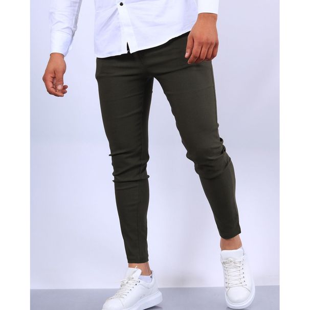 New Men's Solid Color Slim Fit Casual Trousers European And American Style Fashionable Business Pants With Pocket For Men_viptrois.com