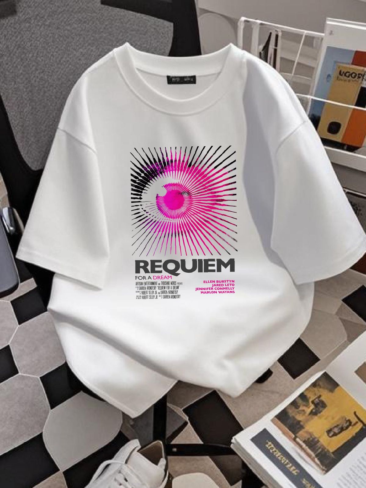 Requiem For A Dream V4 T Shirt Natural Vintage Cotton Movie Poster Beige All Sizes S M L XL 2X 3X 4X 5X Streetwear Unisex Homme Versatile_viptrois.com