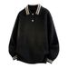 Men's Classic Knit Polo Shirt - Winter-Ready Thickened Cotton Blend - Relaxed College Style Crewneck Sweater For Casual & Smart Wear_viptrois.com