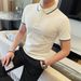 Ciphertext Hair New Men's Black And White Striped Contrasting Color Lapel Polo Shirt, Light Business Casual Youth Short-sleeved T-shirt_viptrois.com
