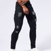 Men's Clothing Hole Casual Black Washed Jeans Sports Spot Ordinary Non Elastic Mid Waist Slim Trousers Men_viptrois.com