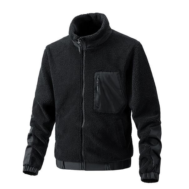 Lamb Fleece Jacket For Men's Autumn And Winter, Stand-up Collar Fleece Casual New Style, Cardigan, Outdoor Men's Wear_viptrois.com