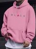 Men's Autumn And Winter Casual Fashionable Loose Hooded Sweatshirt BLACK Letter Pattern Printed Warm Long Sleeved Pullover_viptrois.com