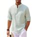 Men's Long Sleeved Stand Up Collar Plaid Shirt Solid Color Casual Bottoming Shirt Top_viptrois.com