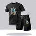 Men's Casual Fashionable Trendy Set T-Shirt Short Sleeved Shirt Shorts Plant Mesh Two Piece Set 2025 Simple_viptrois.com