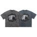 American Street Style 250G Washed Vintage Printed Short Sleeve T-Shirt Unisex Pure Cotton Loose Fit_viptrois.com