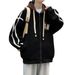 Pure Plus Size Hooded Cardigan Sweatshirt For Men, Autumn Trendy American Style Loose Jacket, High School Student Hoodie_viptrois.com