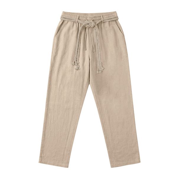 Men's Linen Drawstring Pants | Breathable Summer Casual Straight Leg Trousers For Vacation & Commute_viptrois.com