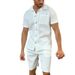 Men's Clothing Casual Comfortable Button-down Lapel Shirt Short-sleeved Shorts Suit Large Size_viptrois.com