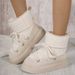 Large-size thick soled cross-strap snow boots 2024 new thick mid-tube but knee warm women's boots_viptrois.com