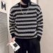 Striped Knit Sweater For Autumn And Winter Round Neck Base, Paired With A Teenage Sweater Underneath_viptrois.com
