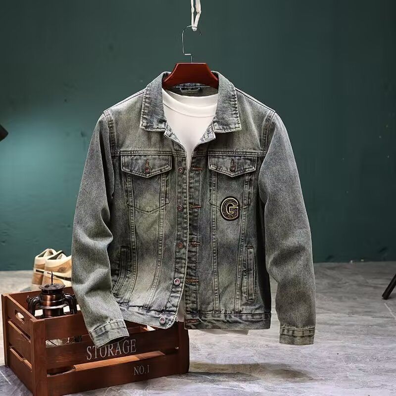 Men's Clothing Fashionable letter embroidered denim jacket for men, high end trendy brand, spring and autumn new workwear jacket, outerwear denim_viptrois.com